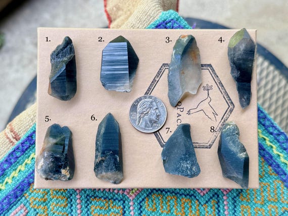 Blue Tara Nightshade Quartz, Choose ONE of Eight, Quartz with Blue Riebeckite Inclusion, Itacambira, Minas Gerais, Brazil T112