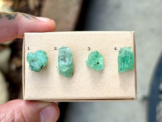 Emerald, Natural Gem Emerald, Choose ONE of Four, Abundance & Heart Healing, Tanzania A021