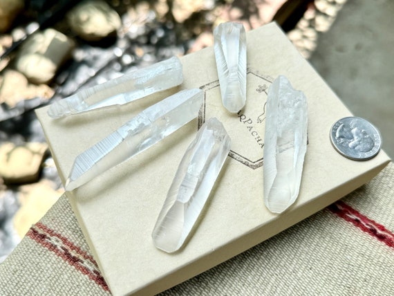 Lemurian Quartz Lot, 5 Pieces, Water Clear Crystals, Serra do Cabral, Minas Gerais, Brazil R092