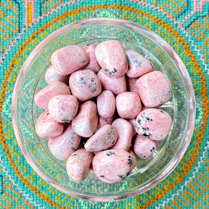 Rhodonite, Natural Peruvian Pink Rhodonite Polished Tumbles, Heart Chakra Stone, Trauma Healing and Emotional Balance