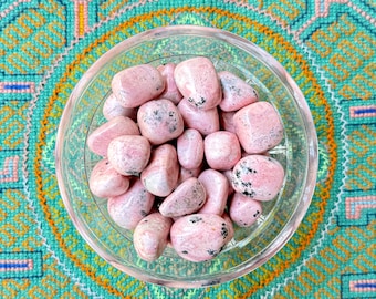 Rhodonite, Natural Peruvian Pink Rhodonite Polished Tumbles, Heart Chakra Stone, Trauma Healing and Emotional Balance