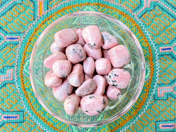 Rhodonite, Natural Peruvian Pink Rhodonite Polished Tumbles, Heart Chakra Stone, Trauma Healing and Emotional Balance