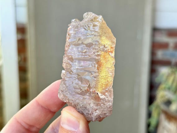 Ancient Sage Tangerine Dissolution Quartz, Hydrothermally Etched, 112g, Crystal for Spiritual Transformation & Evolution, Para, Brazil S582