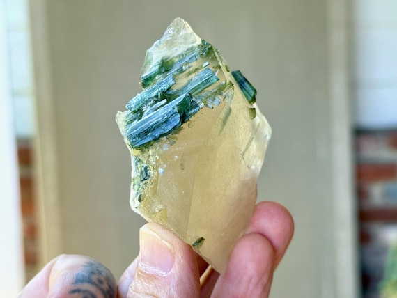 Citrine with Green Tourmaline, All-Natural, 125g, New Find, Creativity & Manifestation, São Jose do Safira, Minas Gerais, Brazil T356