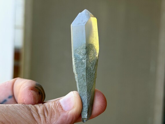 Green Chlorite Phantom Quartz, 24g, Old Find, Heart Chakra & Purification, Skardu, Pakistan B010