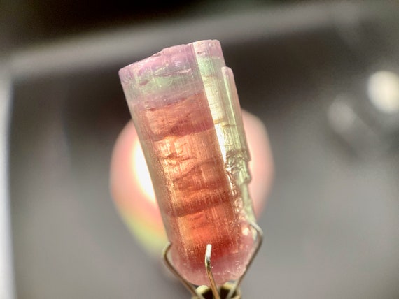 Pink Tourmaline from Paprok Mine, 3.2g (16 ct), Terminated Bicolor Rubellite Tourmaline with Pale Purple Cap, Afghanistan L276