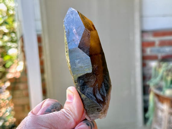 Pele's Dream Lemurian with Time Link, Smoky Citrine, 204g, New Find, Shadow Work & Trauma Healing, Goias, Brazil V340