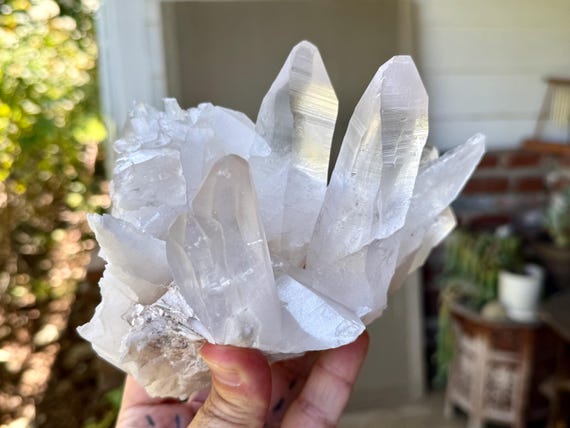 Lemurian Quartz Cluster, Self-Standing, 1.7 Kilo, Brilliant Aesthetic Formation, Statement Crystal, Bahia, Brazil V058