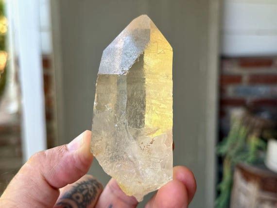 Golden Healer Lemurian Quartz, Water Clear with Starbrary Markings, 246g, New Find, Diamantina, Minas Gerais, Brazil V581