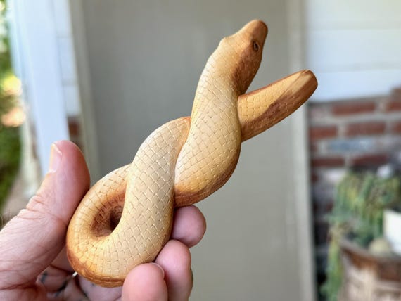 Infinity Serpent Kuripe, Traditional Shamanic Applicator Pipe, Hand Carved Wooden Snake Kuripe