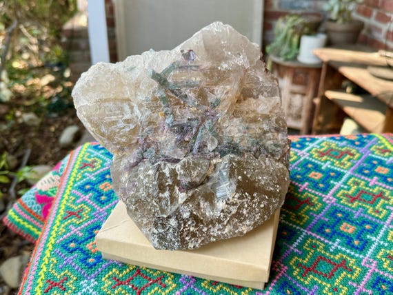Citrine with Blue Tourmaline & Purple Lepidolite, Self-Standing, Unicorn Stone, 2.5 Kilo, Aricanga Mine, Minas Gerais, Brazil V369