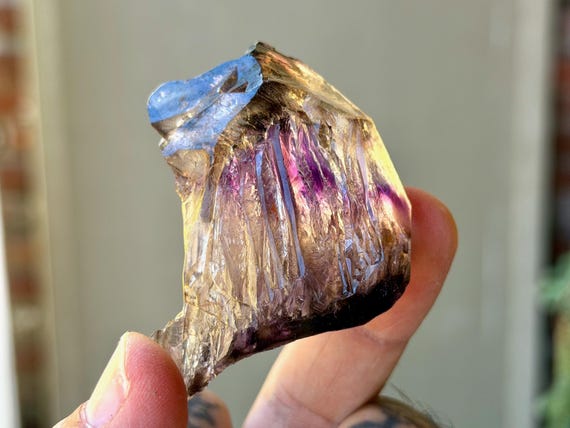 Elestial Amethyst & Smoky Quartz, Hydrothermally Etched, 50g, New Find, Aracuai, Minas Gerais, Brazil B079