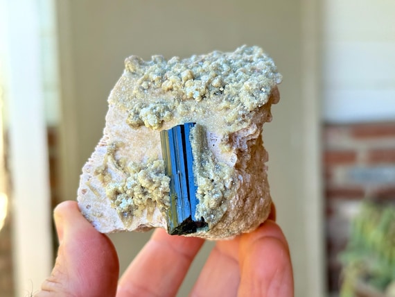 Pink Feldspar with Green Tourmaline & Golden Mica, Self-Standing, 279g, Old Find, Heart Chakra, Ouro Fino, Minas Gerais, Brazil W292