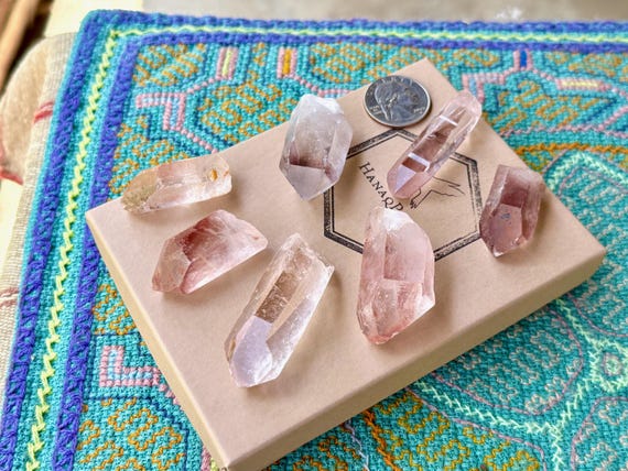 Pink Starbrary Quartz Lot, 7 pcs, Water Clear Quartz with Star Markings, Corinto, Minas Gerais, Brazil T117