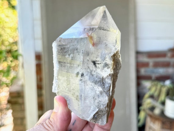 Black Phantom Lemurian Quartz with Water Clear Clarity, Crystal for Detoxification, Root Chakra, 736g, Bahia, Brazil W431