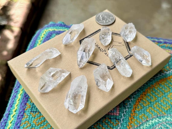 Starbrary Quartz Lot from Tomas Gonzaga Mine, 10 pcs, AAA Water Clear Quartz Points with Star Markings, Corinto, Minas Gerais, Brazil S434