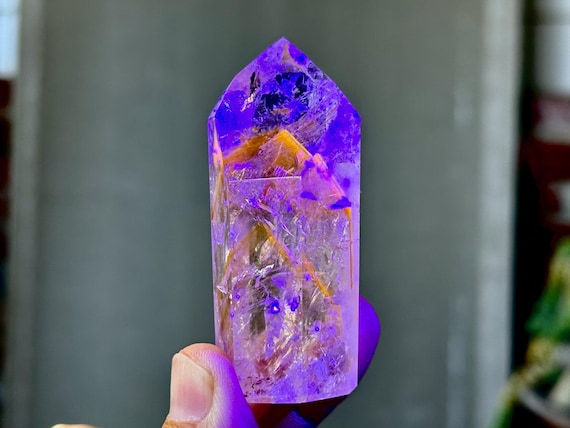 Powellite Phantom Quartz, UV Reactive & Self-Standing, 80g, New Find, Channeling Formation, Bahia, Brazil T260