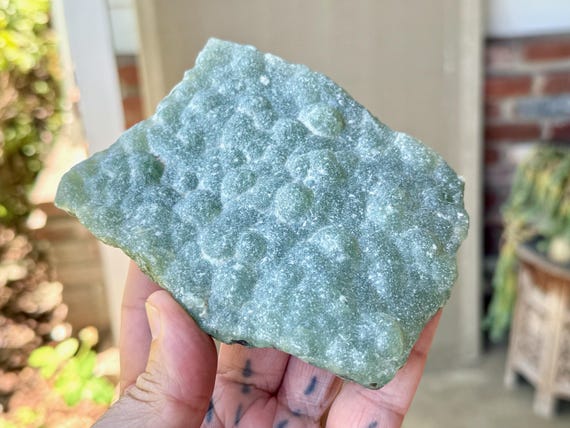 Prehnite, Natural Botryoidal Prehnite, Plate Formation, 342g, Lucid Dreaming & Extraterrestrial Contact, India X214