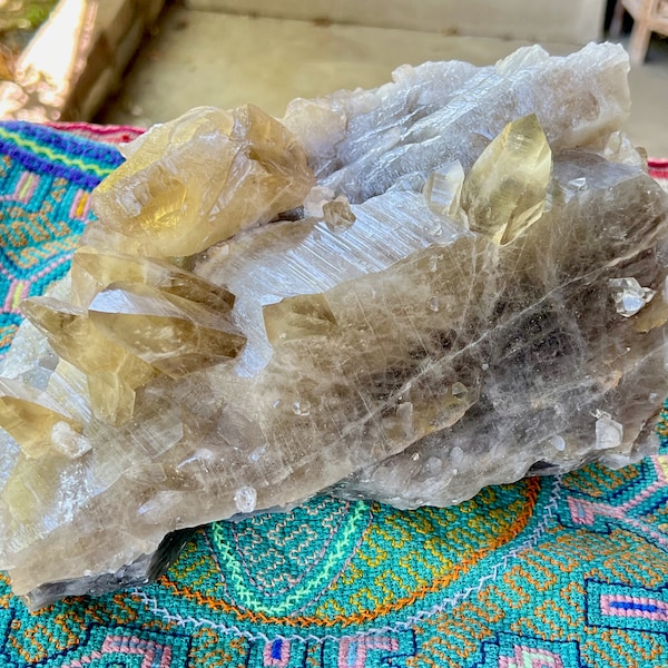 Massive Citrine Lemurian with Unique Formation and Individual Golden Points, 4.8 Kilo (10.6 Pounds), Minas Gerais, Brazil X783