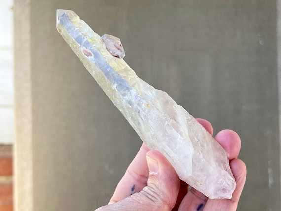 Etched Laser Quartz Crystal with Mild Hematite Inclusion, 179g, New Find, Energetic Clearing, Diamantina, Minas Gerais, Brazil X204