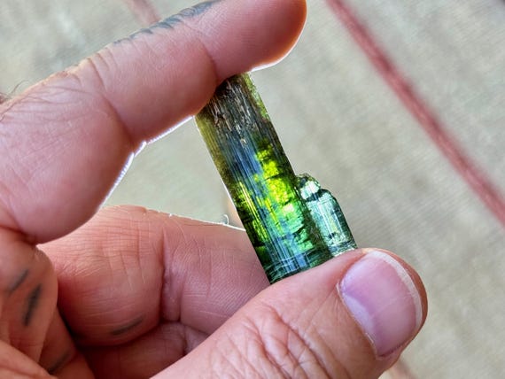Green Tourmaline from the Aricanga Mine, 15.7g, Brilliant Color and Excellent Termination, Minas Gerais, Brazil R678