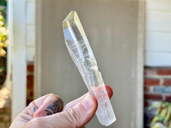 Lemurian Quartz, Water Clear, 86g, New Find, Elongated Formation with Key Imprints, Bahia, Brazil S053