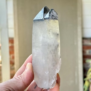 Black Phantom Lemurian Quartz with Black Capped Inclusions, 381g, New Find, Detoxification, Root Chakra, Bahia, Brazil W502