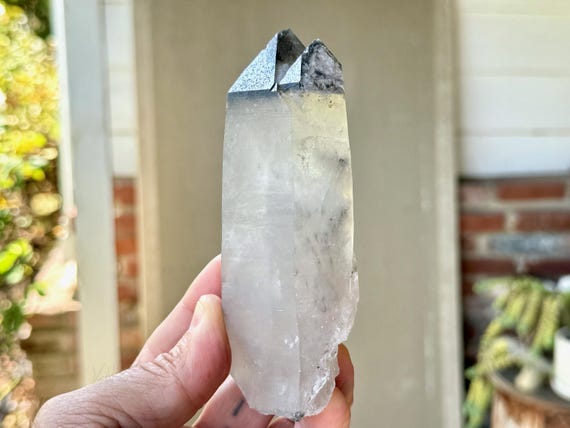Black Phantom Lemurian Quartz with Black Capped Inclusions, 381g, New Find, Detoxification, Root Chakra, Bahia, Brazil W502