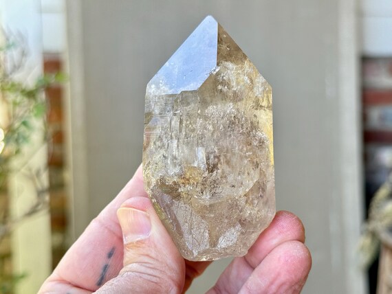 White Phantom Lodolite Quartz with Mild Golden Hue and Beautiful Garden Inclusions, 223g, New Find, Diamantina, Minas Gerais, Brazil W168