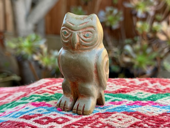 Owl Totem Statue, Native Andean Stone Owl, Handmade in Peru's Sacred Valley