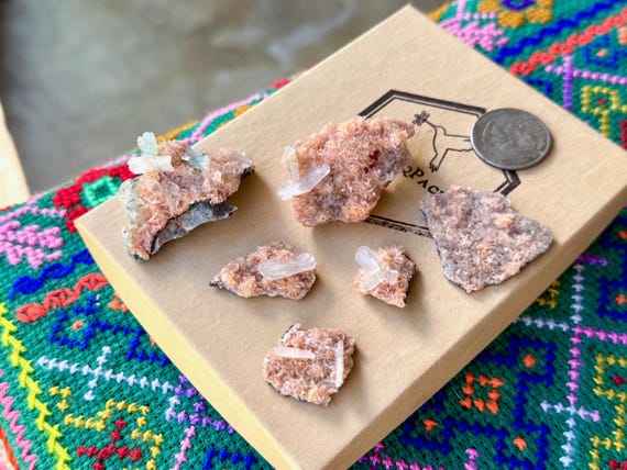 Peach Stillbite & Green Apophyllite Lot, 6 Pcs, Heart and Crown Chakra, India A468