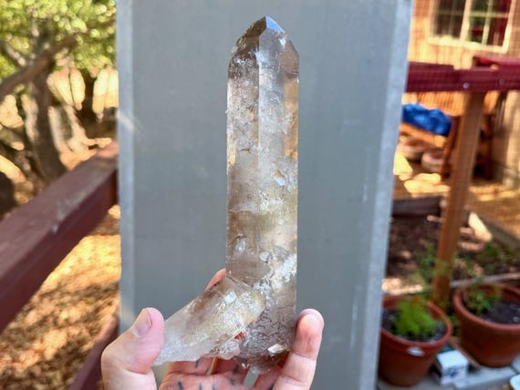 Smoky Lodolite Quartz, Elongated & Double Terminated Formation, 930g, Diamantina, Minas Gerais, Brazil V734