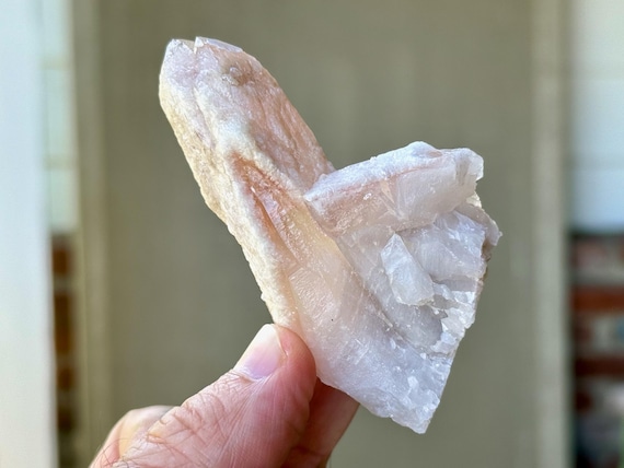Pink Dreamsicle Lemurian Quartz, Frosty White Inclusions, 77g, Dream Coat Lemurian, Minas Gerais, Brazil T695
