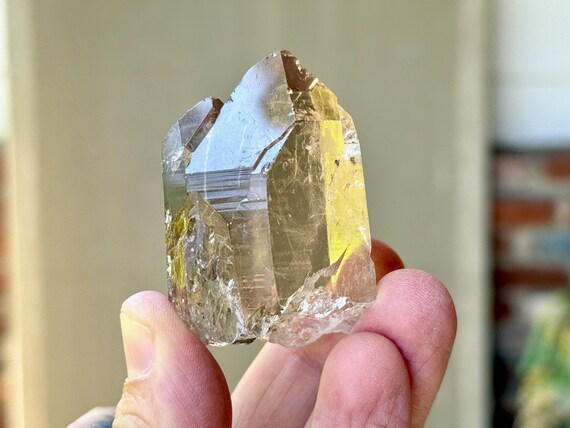 Smoky Cathedral Quartz, Water Clear, 76g, Mother & Child Formation, Akashic Records, Diamantina, Minas Gerais, Brazil T204