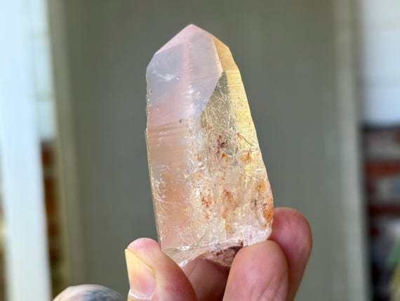 Pink Lemurian Quartz, 94g, New Find, Crown & Solar Plexus Chakra Crystal, Serra do Cabral, Minas Gerais, Brazil T132