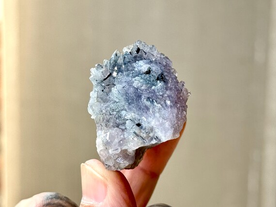 Purple Canga Rose Quartz with Blue Tourmaline, 47g, Rare Find, Crystallized Rose Quartz, Taquaral, Minas Gerais, Brazil S522