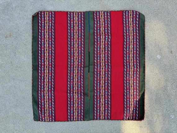 Andean Manta Cloth from Chinchero, Peru, 30" x 31,” Large Hand Woven Mesa Cloth for Shamanic Plant Medicine Ceremony