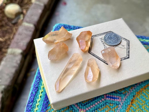 Tangerine Lemurian Quartz Lot, 6 Pieces, New Find, Solar Plexus & Sacral Chakra Crystals, Minas Gerais, Brazil S993