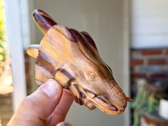 Elephant Kuripe, Traditional Shamanic Applicator Pipe, Hand Carved from Natural Two-Tone Wood