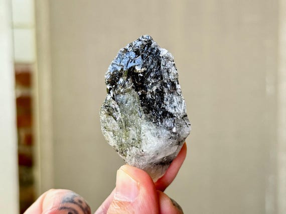 Black Tourmaline Quartz with Dravite Brown Tourmaline and Green Tourmaline, Rare Find, Diamantina, Minas Gerais, Brazil R842