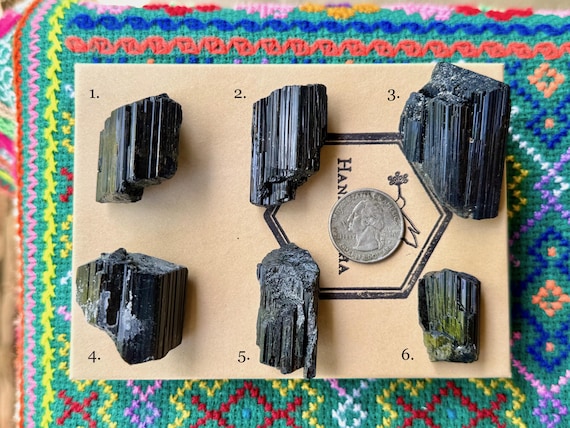Black Tourmaline, Choose ONE of Six, Root Chakra, Grounding & Protection, Aracuai, Minas Gerais, Brazil A591