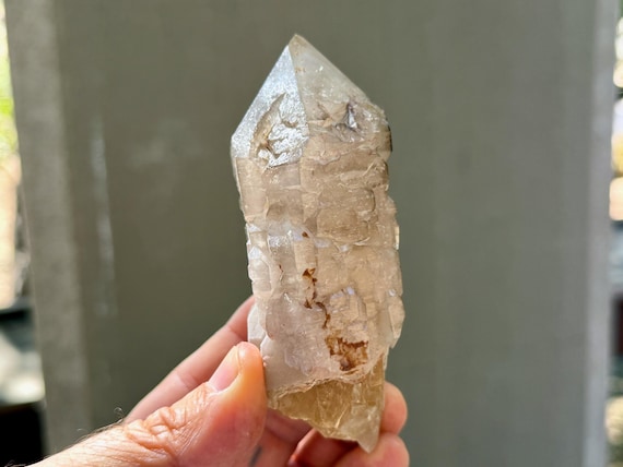 BG3 Elestial Quartz, Scepter Formation with Citrine Core, 305g, Adaptogenic Energy Balancing Crystal, Piaui, Brazil V760