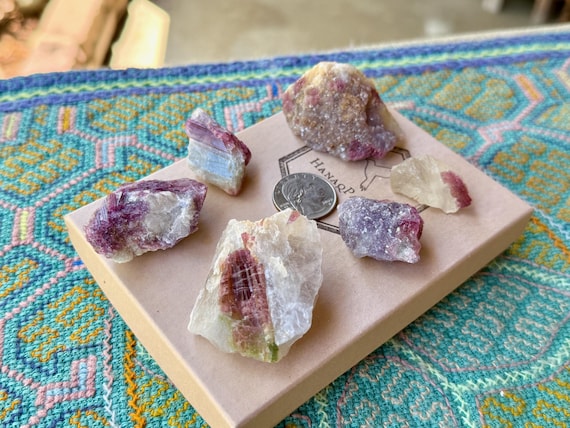 Unicorn Stone Quartz Lot, Pink Tourmaline & Lepidolite, 6 pcs, Coronel Murta, Minas Gerais, Brazil T270