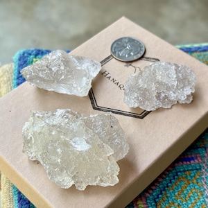 Ice Quartz, All Natural & Hydrothermally Etched, 3 pcs, Trauma Healing and Emotional Integration, Minas Gerais, Brazil T424