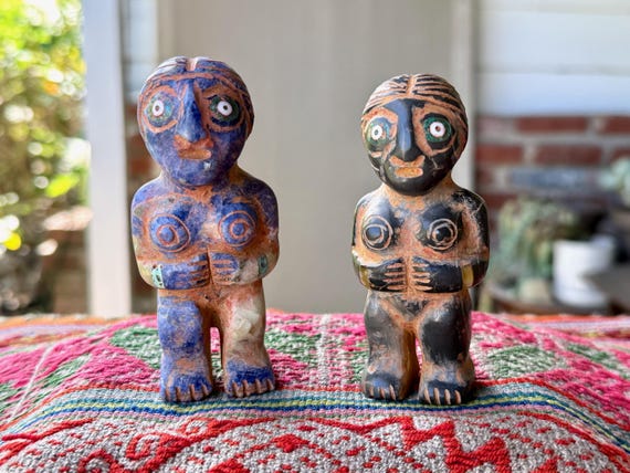 Pachamama Statue, Hand-Carved Sodalite & Obsidian, Earth Goddess of Fertility and Abundance, Handmade in Peru's Sacred Valley