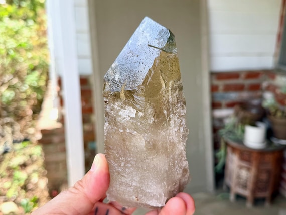 Smoky Dissolution Citrine with Trigons, Hydrothermally Etched, 834g, Gouveia, Minas Gerais, Brazil V697