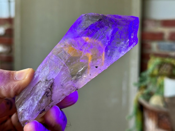 Powellite Phantom Root Quartz, Natural & UV Reactive, 142g, New Find, Raw and Unpolished, Bahia, Brazil T856