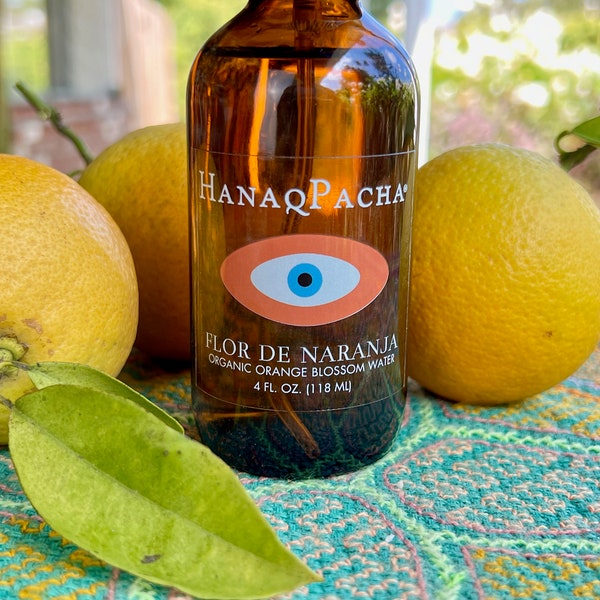 Flor de Naranja, Organic Orange Blossom Water, 4 oz, 100% All-Natural Room Spray, For Face and Body, For Protection and Good Luck