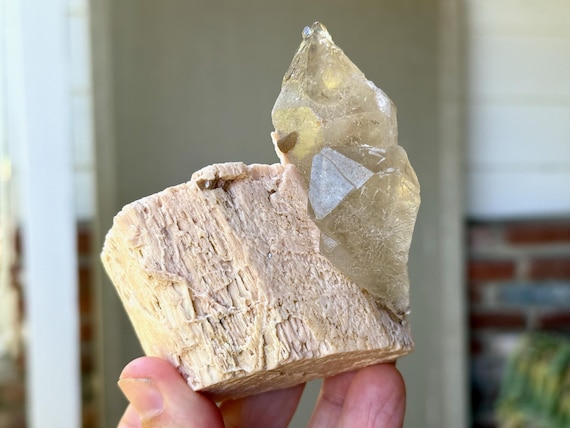 Citrine on Feldspar, All Natural & Self-Standing, 286g, Manifestation and Creativity, Minas Gerais, Brazil W969