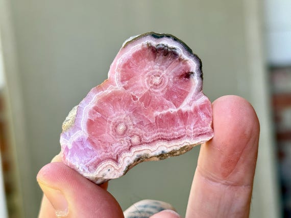 Rhodochrosite Stalactite Slice, 40g, Semi-Polished, Natural Rhodochrosite, Heart Healer, Capillitas Mine, Catamarca, Argentina T719